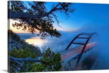 Pennybacker bridge in morning fog.