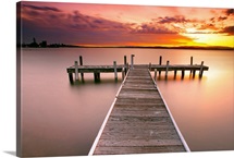 Pier in Lake Macquarie at sunset, Belmont, NSW, Australia.