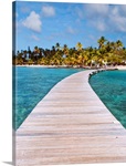 Pier to tropical island, Sainte Anne, Martinique, Caribbean, France.
