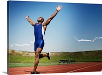 Runner crossing finish line