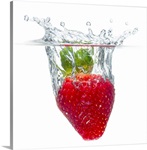 Strawberry fruit splashing and submerged in water