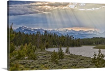 Sun rays filtering through clouds.