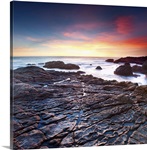 Sunset on a rocky California beach, Malibu