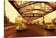 Taxis on a bridge, Howrah Bridge, Kolkata, West Bengal, India