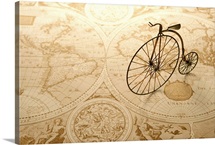 Toy bicycle and map