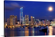 Tsuen Wan bay at night, Hong Kong