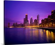 USA, Illinois, Chicago skyline and Lake Michigan