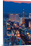 USA, Nevada, Las Vegas, The Strip at night, elevated view