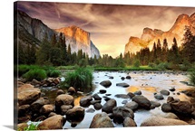 Valley at sunset, Yosemite.
