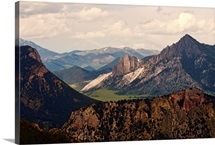 View of Yellowstone mountain range from national park.
