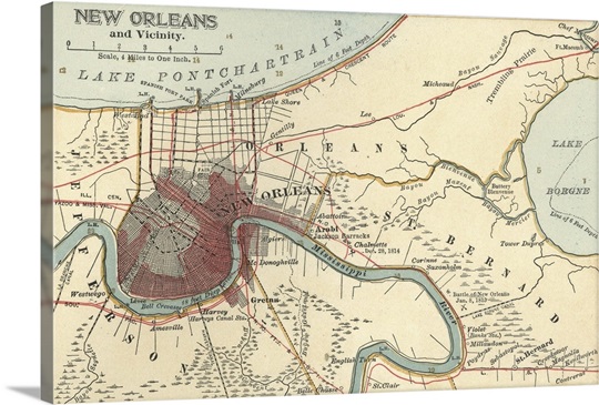 New Orleans - Vintage Map Photo Canvas Print | Great Big Canvas