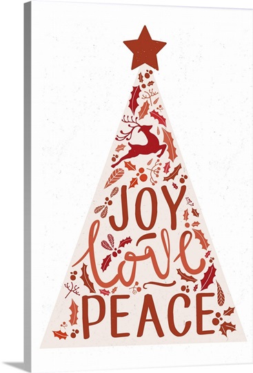 Joy Love Peace Christmas Tree Photo Canvas Print | Great Big Canvas