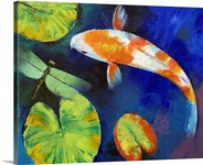 Kohaku Koi and Dragonfly