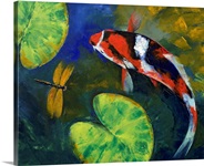 Showa Koi and Dragonfly