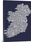 Irish Cities Text Map, Slate