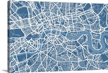 London Map Art Steel Blue