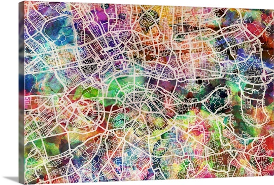 London Map Art Watercolor