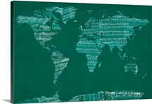 Sheet Music World Map, Green
