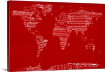 Sheet Music World Map, Red