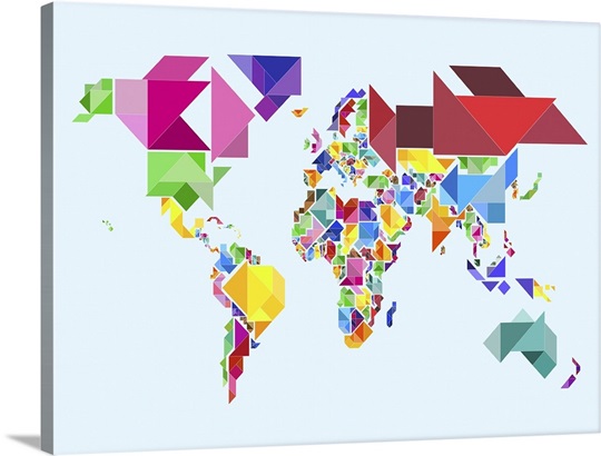 Tangram Abstract World Map