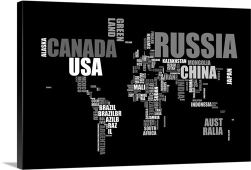 Text map in black and white