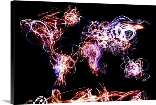 World Map Light Writing