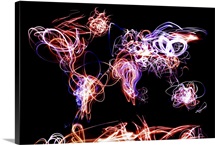World Map Light Writing