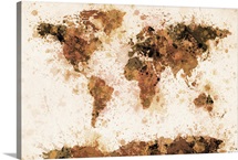 World Map Paint Splashes Bronze