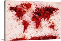 World Map Paint Splashes Red