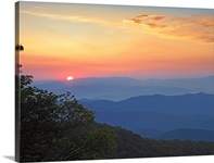Sunset over the Pisgah National Forest from the Blue Ridge Parkway, North Carolina