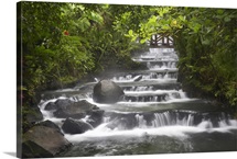 Tabacon River, cascades and pools in the rainforest, Costa Rica