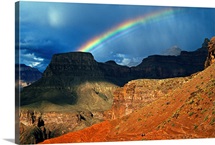 Hikers and rainbow Kaibab Trail, Grand Canyon National Park