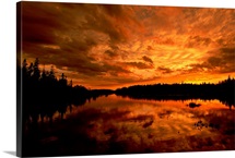 Orange sunset over a lake