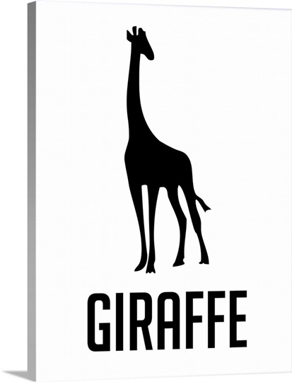 Minimalist Wildlife Poster - Giraffe - Black Photo Canvas Print | Great