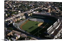 Aerial view of a baseball stadium, Wrigley Field, Chicago, Cook County, Illinois,