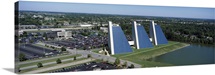 Aerial view of office buildings in a city The Pyramids College Park Indianapolis Marion County Indiana