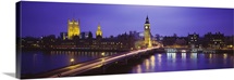 Big Ben lit up at dusk, Houses of Parliament, London, England