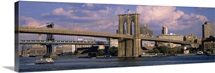 Boat in a river, Brooklyn Bridge, East River, New York City, New York State