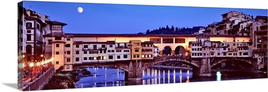 Bridge across a river, Arno River, Ponte Vecchio, Florence, Tuscany, Italy