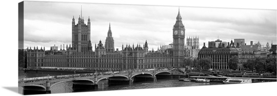 Bridge across a river, Westminster Bridge, Big Ben, Houses of Parliament, City Of Westminster, London, England
