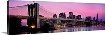 Brooklyn Bridge across the East River at dusk, Manhattan, New York City, New York State