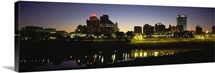 Buildings At The Waterfront Lit Up At Dawn, Memphis, Tennessee