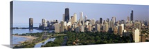 Buildings in a city, view of Hancock Building and Sears Tower, Lincoln Park, Lake Michigan, Chicago, Cook County, Illinois