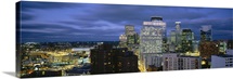 Buildings Lit Up At Dusk, Minneapolis, Minnesota