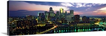 Buildings Lit Up At Dusk, Minneapolis, Minnesota