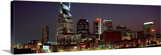 Buildings lit up at dusk, Nashville, Tennessee