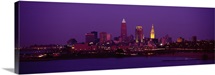 Buildings lit up at night, Cleveland, Ohio