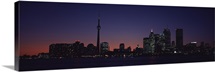 Buildings lit up at night, CN Tower, Toronto, Ontario, Canada