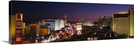 Buildings lit up at night, Las Vegas, Nevada