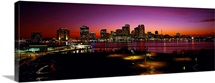 Buildings lit up at night New Orleans Louisiana